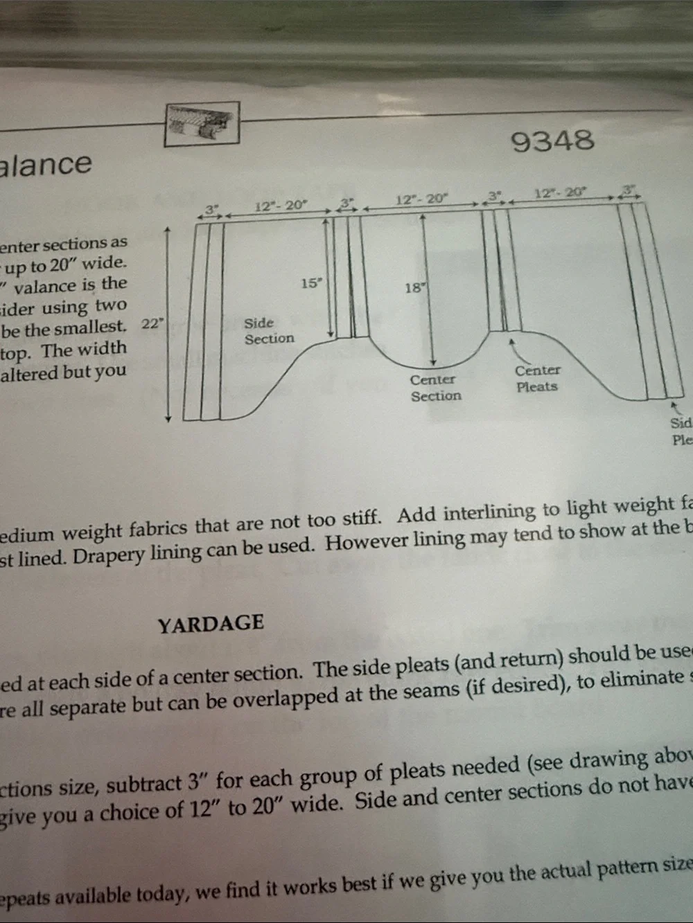 M. Fay Persnickety Valance Pattern 9348 - Window Valance Uncut